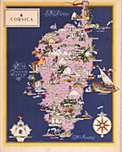 Illustrated map of Corsica, France