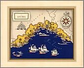 Illustrated map of Liguria, Italy