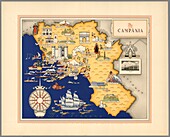 Illustrated map of Campania, Italy