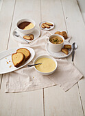 Classic zabaglione, with cocoa and with coffee