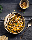 Vegan chickpea curry with roti