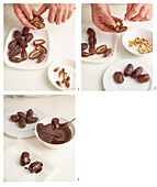 Chocolate dates filled with dried fruit
