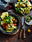 Ffreeform vegetable lasagne with salsa verde