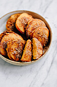 Pumpkin pancakes with cane sugar and cinnamon