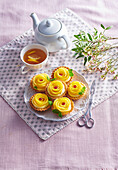 Mango and rose tartlets with cream cheese