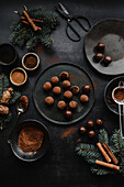 Dark cocoa date truffles