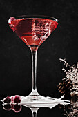 Festive red cocktail with cranberries