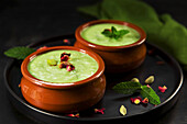Indian rice pudding flavoured with pistachios and cardamom