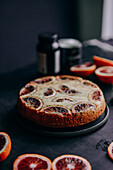 Upside down cake with blood oranges