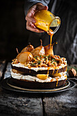 Ginger, Pear, Walnut and Caramel cake - portrait