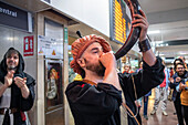 Mittelalterlicher Zug von Sigüenza, vom Bahnhof Madrid Chamartin in die Stadt Sigüenza, Guadalajara, Spanien