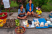 Various Food items for sale at the Indiana Morning Market on the Amazon River