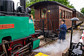 Lokomotive Aliva nº 4 im Zug El Tren de Arganda oder Tren de la Poveda in Arganda del Rey, Madrid, Spanien