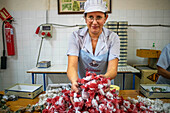 La Colchona in Estepa Andalusia, Spain Artisan shop of handmade Mantecados y Polvorones, Spanish Christmas sweet made from flour and almonds.