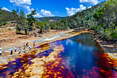 Blood red mineral laden water Rio Tinto river Minas de Riotinto mining area. The very red Rio Tinto (River Tinto), part of the Rio Tinto Mining Park (Minas de Riotinto), Huelva province, Spain.