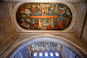 Alhambra Palace Nasrid Palaces Painting on the ceiling depicting ten Nasrid kings, Granada, Andalusia Spain Europe.