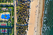 Aerial view of Playa de la Antilla beach hotels Lepe Huelva Province, Andalusia, southern Spain.