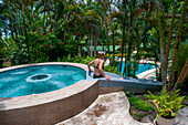 Swimming pool, Whirlpool Ceiba Tops Luxury Lodge Explorama, Iquitos, Loreto, Peru. Lodge bungalow apartments at Ceiba Tops a Explorama Jungle Lodge in the Jungle near Iquitos northern Peru.