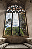 Das Innere der Lonja von Palma de Mallorca. Gotische Architektur auf Mallorca. Hauptfassade des Marktes der gotischen Zivil. Balearische Inseln Spanien