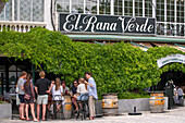 El Rana verde restaurant on rio Tajo river or Tagus river in the La Isla garden Aranjuez Spain.