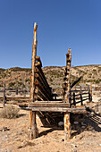 An old loading chute at a pole corral from a former ranch in the Vermilion Cliffs National Monument in Arizona.
