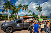 Catholic funeral. 54 years old female patient death by COVID-19 in Nahuizalco Sonsonate El Salvador Central America. Ruta De Las Flores, Department Of Sonsonate