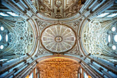Decke im Inneren der Moschee und Kathedrale von Cordoba. Das bedeutendste Bauwerk der gesamten westlichen islamischen Welt Andalusien, Spanien