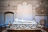 Inside Alcala de Henares University chapel building facade, Madrid Province, Spain. Cardinal Cisneros coffin.