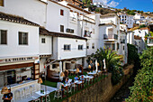 Bars and restaurants in Setenil de las Bodegas, Cadiz province, Spain.
