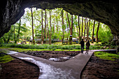 The Caves of Sare, entrance porch, Megalithic park, Labourd, Pyrenees-Atlantiques, Nouvelle-Aquitaine, France, Europe.