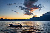 Boat in Lago De Coatepeque, Lake Coatepeque, Crater Lake, El Salvador, Department Of Santa Ana Cenral America.