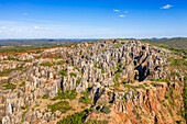 Aerial view of Natural Monument of El Cerro del Hierro. Alanis Sierra Norte Natural Park. Seville province. Region of Andalusia. Spain. Europe.