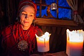 Inside a family sami house in Lønsdal Storjord, Norway. Saltfjellet-Svartisen national park.