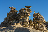 Fantastisch erodierte Sandsteinformationen in der Fantasy Canyon Recreation Site, in der Nähe von Vernal, Utah