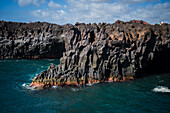 The lava cliffs of Los Hervideros in Lanzarote, Canary Islands, Spain