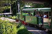 Tren del Ciment, am Bahnhof Pobla de Lillet, La Pobla de Lillet, Castellar de n'hug, Berguedà, Katalonien, Spanien