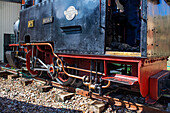 Train locomotive Utrillas mining train and Utrillas Mining and Railway Theme Park, Utrillas, Cuencas Mineras, Teruel, Aragon, Spain.