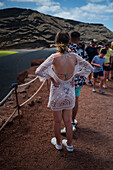 Green lagoon or Charco de los Clicos in Lanzarote, Canary Islands, Spain