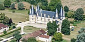 France, Vienne, Magne, la Roche Gencay castle (aerial view)