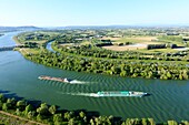 France, Vaucluse, Caderousse, downstream from the Caderousse lock station on the Rhone (aerial view)