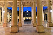 France, Paris, Palais Royal (Royal Palace), the fountains of metallic spheres by sculptor Pol Bury