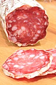 France, Rhone, Lyon, Halles de Lyon Paul Bocuse, sausages Sibilia (1971), dry sausage