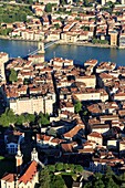 Frankreich, Isere, Vienne, Hängebrücke über die Rhone (Luftaufnahme)