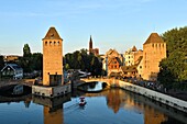 France, Bas Rhin, Strasbourg, old town listed as World Heritage by UNESCO, the Petite France District, the Covered Bridges over the River Ill and Notre Dame Cathedral