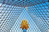 France, Paris, area listed as World Heritage by UNESCO, Louvre museum, the pyramid interior by IM Pei