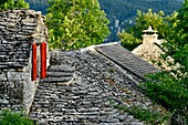 France, Lozere, Causse Mejean, stone houses, traditional buildings