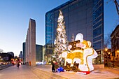 France, Hauts de Seine, Puteaux, Palais de la Mediatheque, Republic street, Christmas decorations