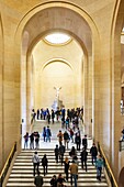 France, Paris, the Louvre Museum, staircase leading to the Victory of Samotras