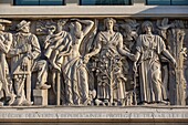 France, Hauts de Seine, Puteaux, Town Hall, the bas-reliefs of the street facade of the Republic of the sculptor Alfred Janniot, Grand Prix of Rome