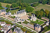 Frankreich, Eure et Loir, Chateau d'Anet, Renaissanceschloss aus dem 16. Jahrhundert, von Heinrich II. für Diane de Poitiers in Auftrag gegeben (Luftaufnahme)